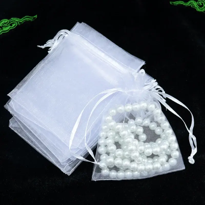 100pcs/lot Small Black Organza Bags 9x12cm Drawable Wedding Party Favor Gifts Jewelry Packaging Bags Pouches Organza Gift Bag