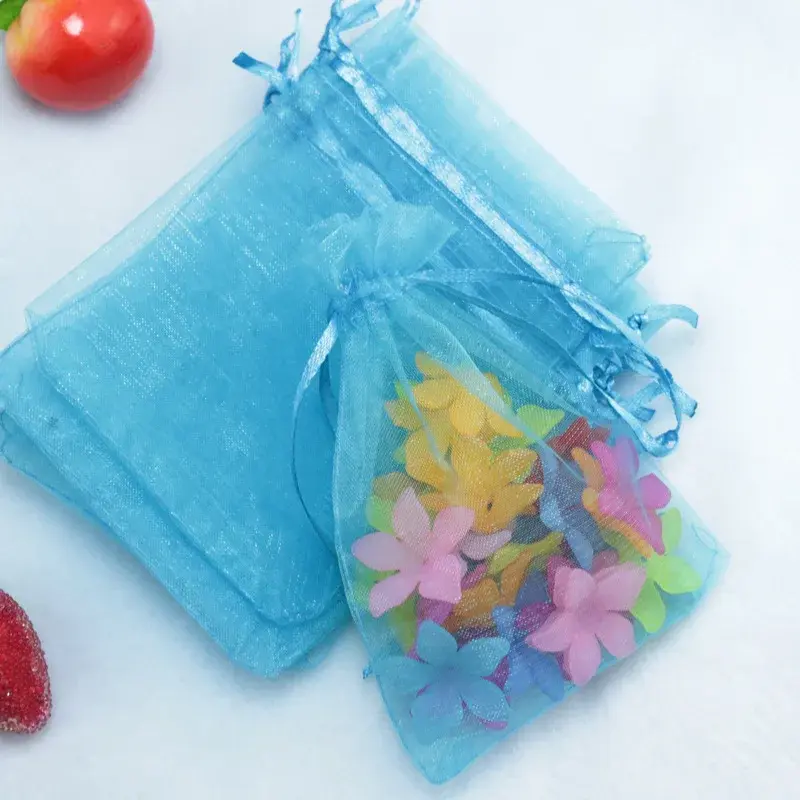 100pcs/lot Small Black Organza Bags 9x12cm Drawable Wedding Party Favor Gifts Jewelry Packaging Bags Pouches Organza Gift Bag