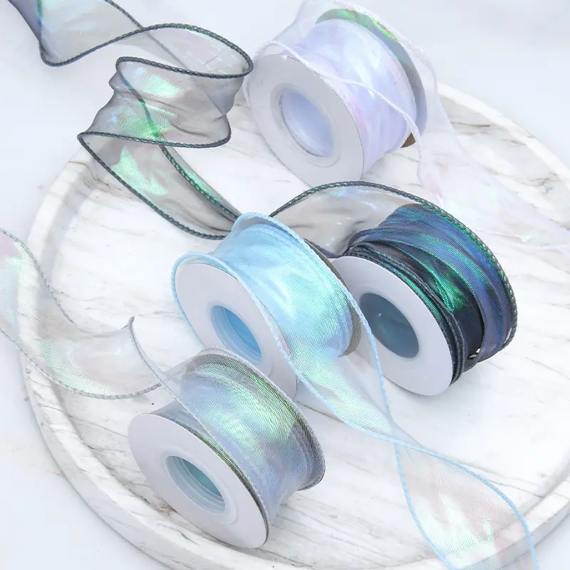 4cm Wide 9 Meters Long Fishtail Yarn Ribbon Handmade DIY Floral Packaging Gift Box Decorative Ribbon Christmas Decorations