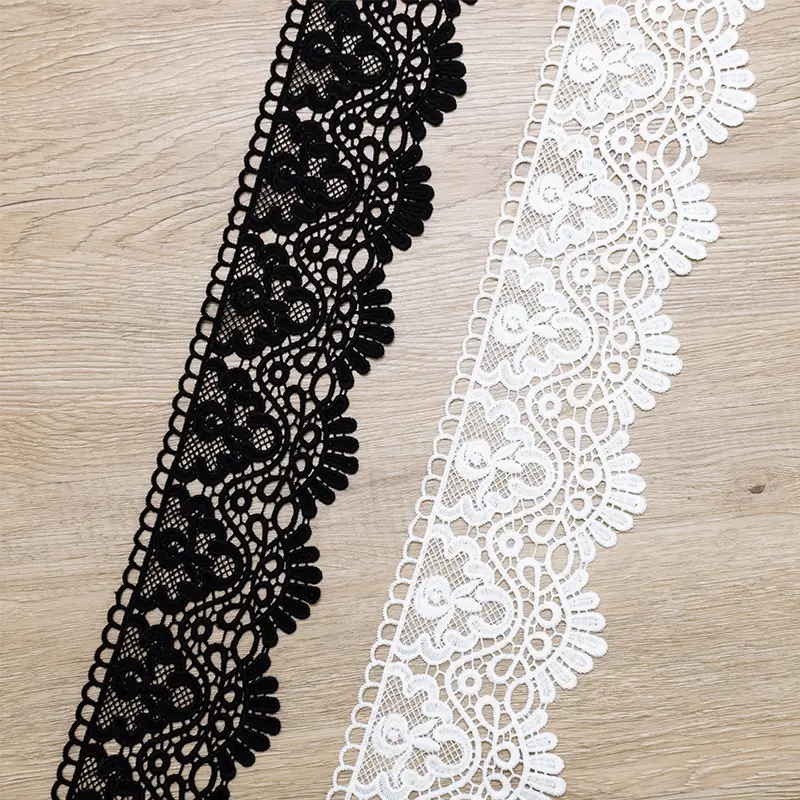 2Meters/Lot Black White Hollow Floral Embroidery Lace Ribbon DIY Apparel Sewing Fabric Home Handmade Crafts Curtain Decor Tape