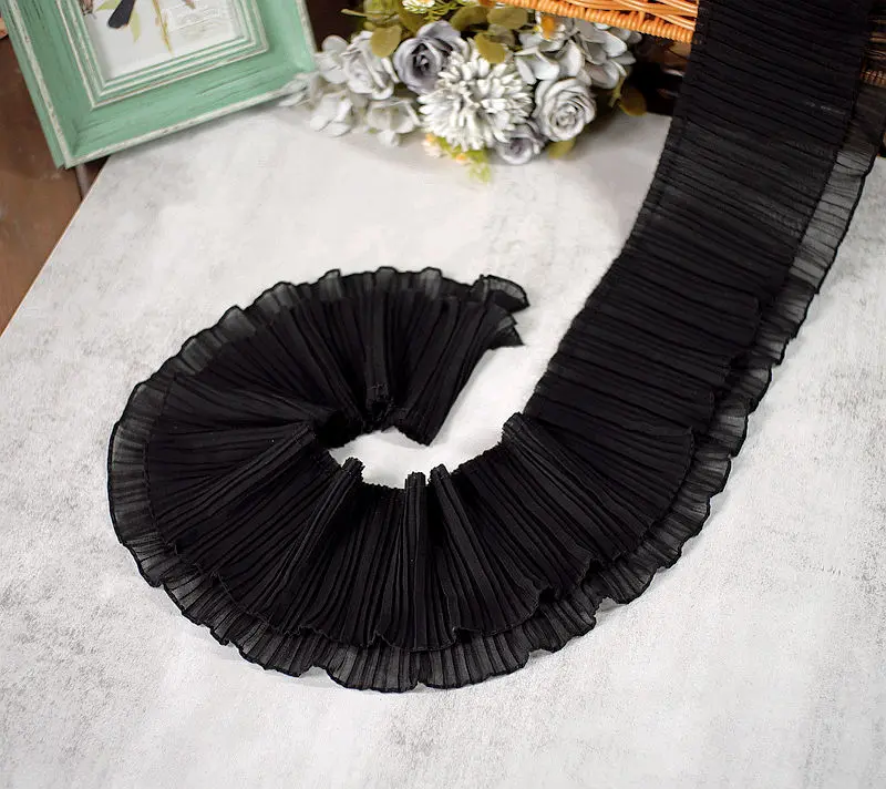 11cm 1meter Double Layer Chiffon Pleated Lace Clothing Decorative Accessories DIY Handmade Apparel Sewing Fabric