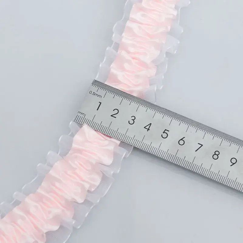 4cm 10Yards Double Layer Pleated Lace Handmade DIY Sewing Satin Ruffle Trim Ruffle Applique Clothes Decor Sewing Accessories