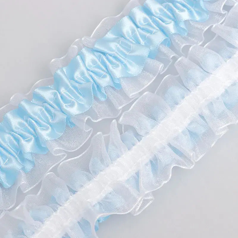 4cm 10Yards Double Layer Pleated Lace Handmade DIY Sewing Satin Ruffle Trim Ruffle Applique Clothes Decor Sewing Accessories
