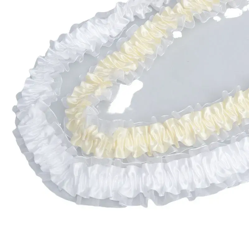 4cm 10Yards Double Layer Pleated Lace Handmade DIY Sewing Satin Ruffle Trim Ruffle Applique Clothes Decor Sewing Accessories
