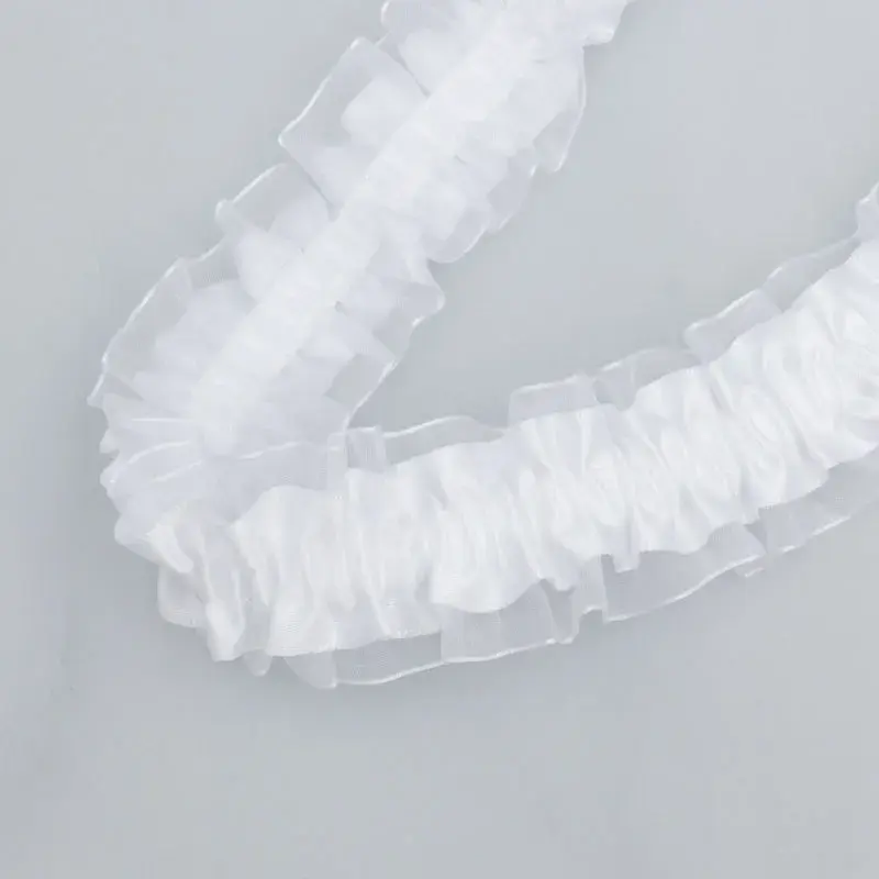 4cm 10Yards Double Layer Pleated Lace Handmade DIY Sewing Satin Ruffle Trim Ruffle Applique Clothes Decor Sewing Accessories