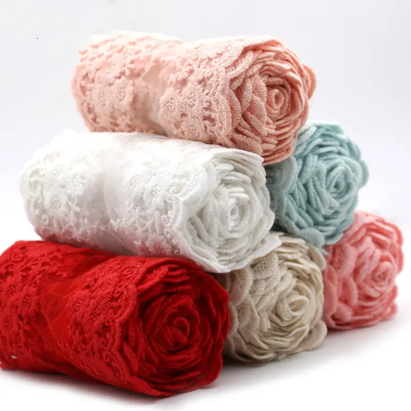 5 Meters Black White Beige Red Cotton Floral Embroidered Lace Ribbon DIY Handmade Crafts Apparel Sewing Fabric Sheer Mesh Tape