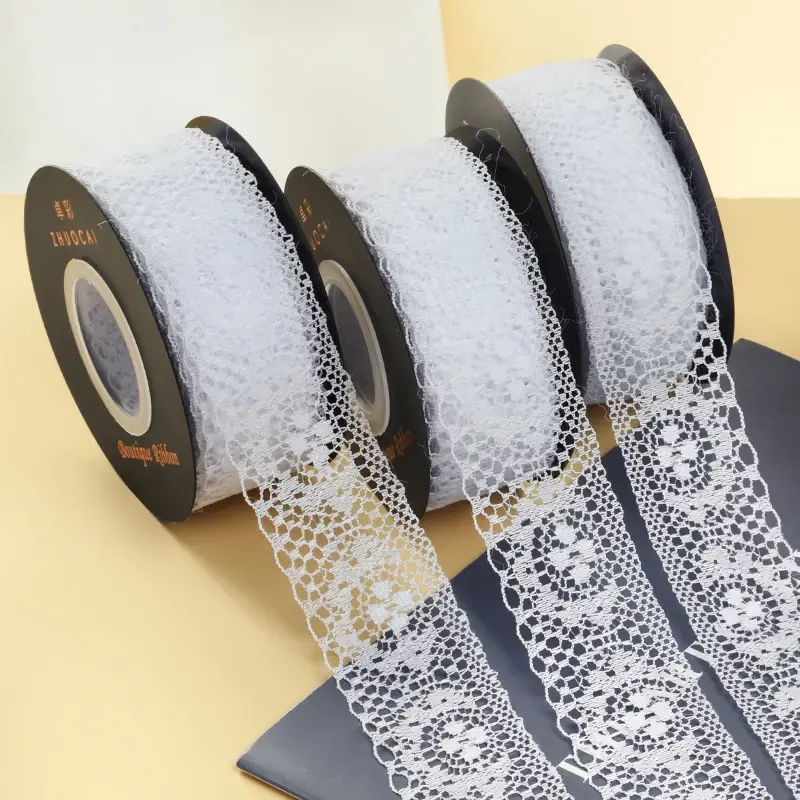 3.5cm 22meters Embroidered Hollow Out Lace Ribbon Handmade DIY Gift Box Decorative Bow Clothing Materials Sewing Accessories