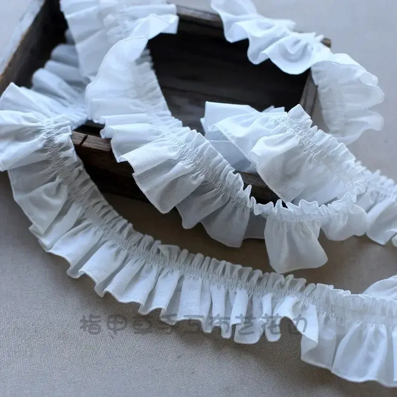 3Meter Cotton Pleated Rulles Lace Ribbon 6.5cm Wide DIY Apparel Sewing & Fabric Home Textile Curtain Decoration Lace Tape