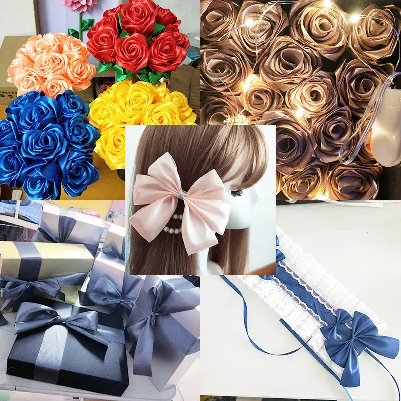 40mm Silk Satin Ribbons 22Meters/Roll Christmas Halloween Wedding Birthday Party Festival Decoration Gift Wrapping White Ribbon
