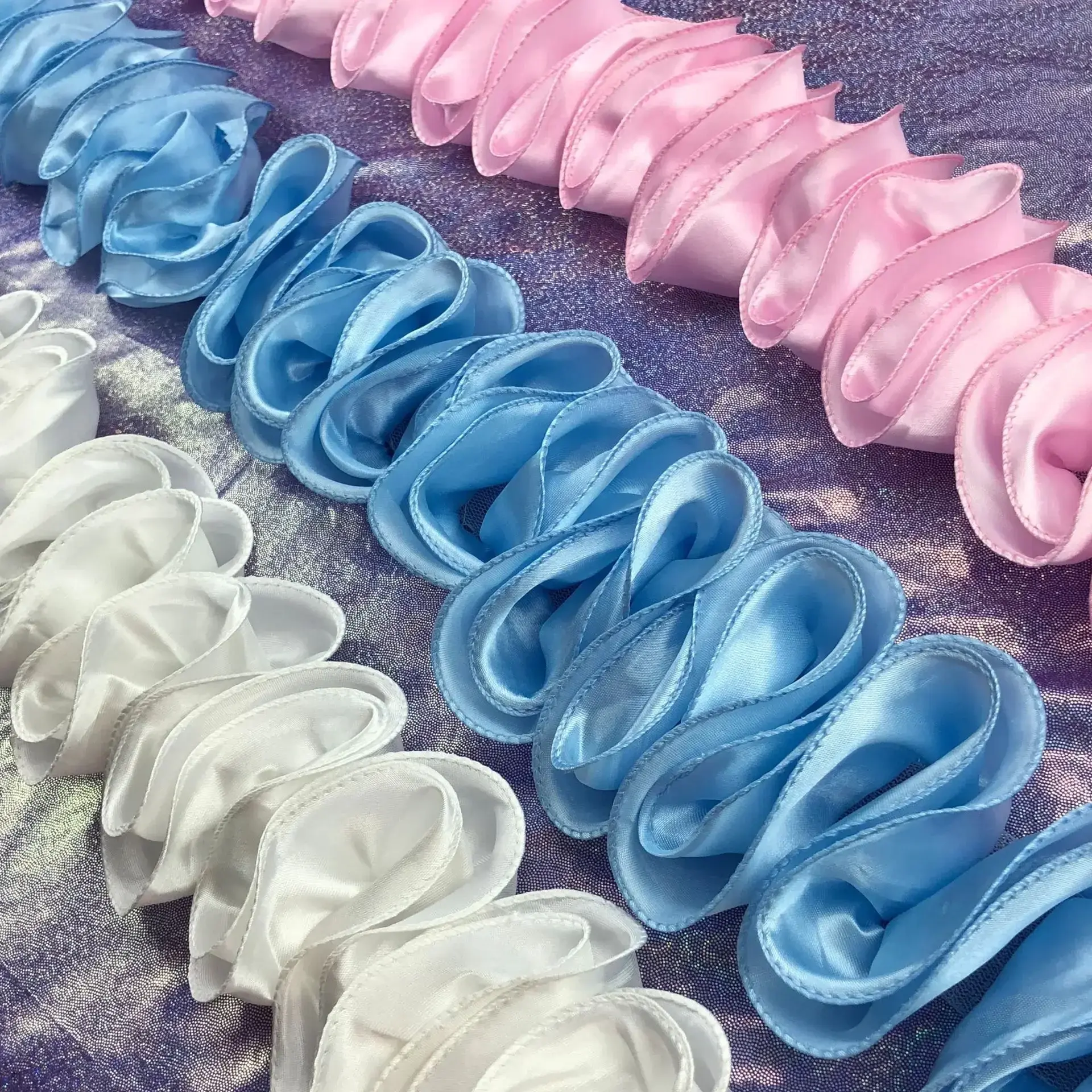 9cm 10Yards Satin Wave Pleated Lace Ribbon Fabric Sewing Accessories for Diy Headwear Bow Dress Sewing Decor