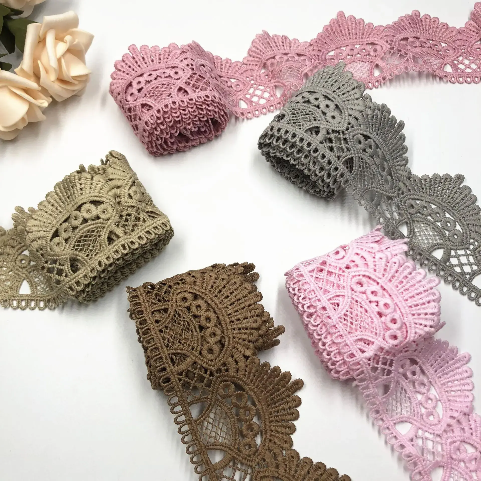 14Yards 6cm Wide Water Soluble Lace Embroidered Edge DIY Handmade Wedding Party Craft Gift Packing Sewing Accessories