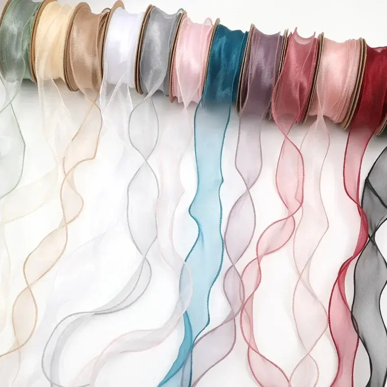 10yards/Roll Fishtail Organza Ribbons DIY Handmade Crafts Tape Christmas Halloween Wedding Birthday Party Gift Box Flower Decor