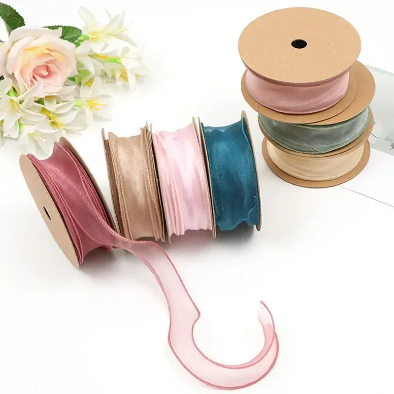 10yards/Roll Fishtail Organza Ribbons DIY Handmade Crafts Tape Christmas Halloween Wedding Birthday Party Gift Box Flower Decor