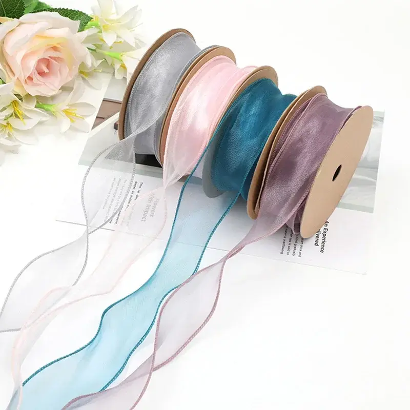 10yards/Roll Fishtail Organza Ribbons DIY Handmade Crafts Tape Christmas Halloween Wedding Birthday Party Gift Box Flower Decor