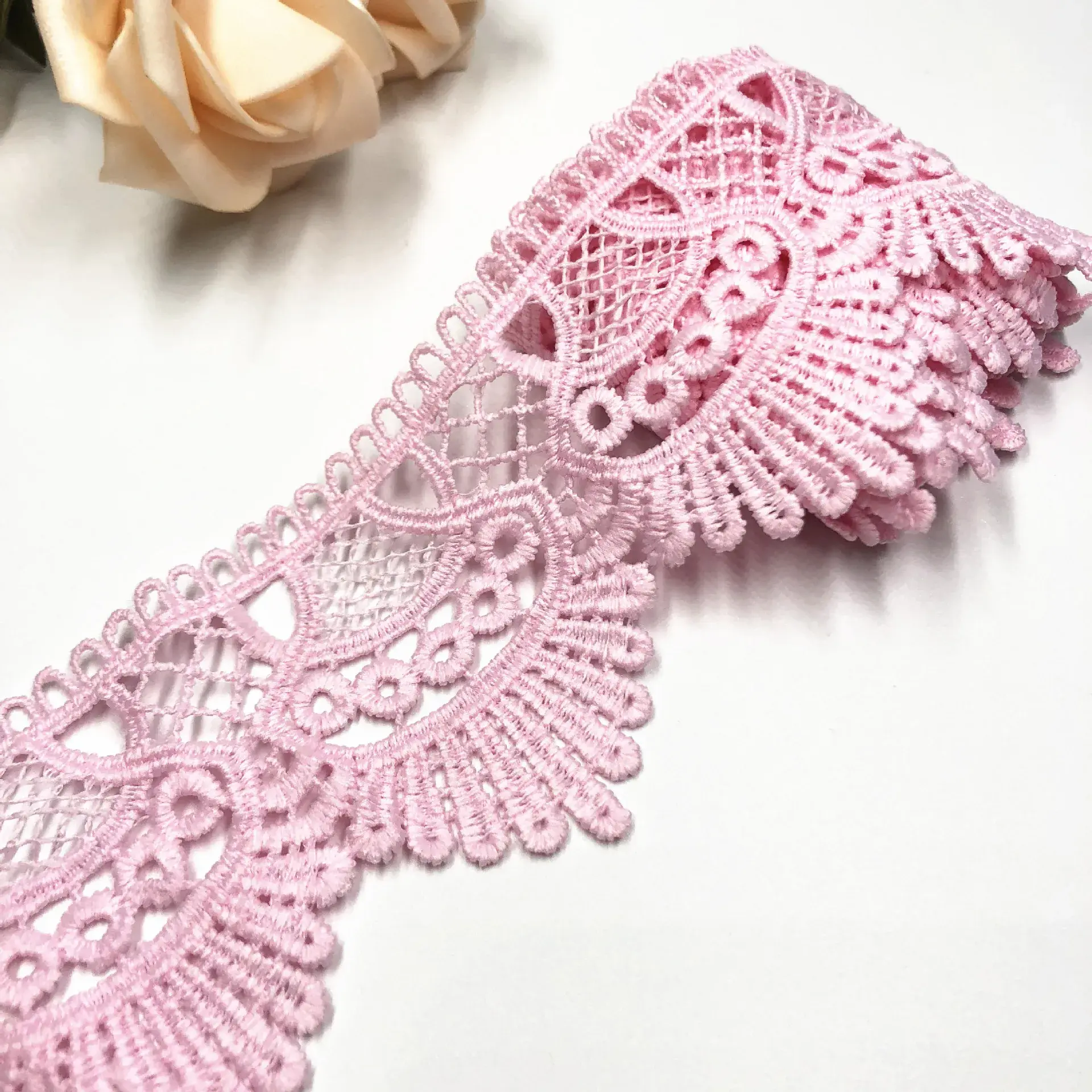 14Yards 6cm Wide Water Soluble Lace Embroidered Edge DIY Handmade Wedding Party Craft Gift Packing Sewing Accessories