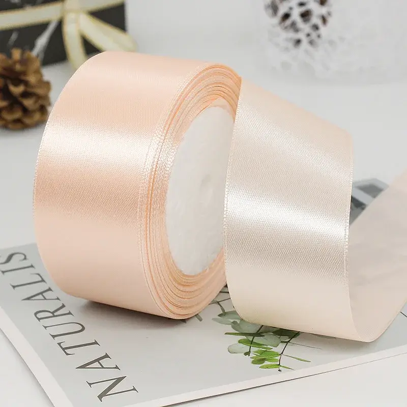 (25 Yards/roll) Satin Ribbon Wholesale 40mm Gift Packing Christmas Decoration DIY Ribbons Roll Fabric Headwear Accessories