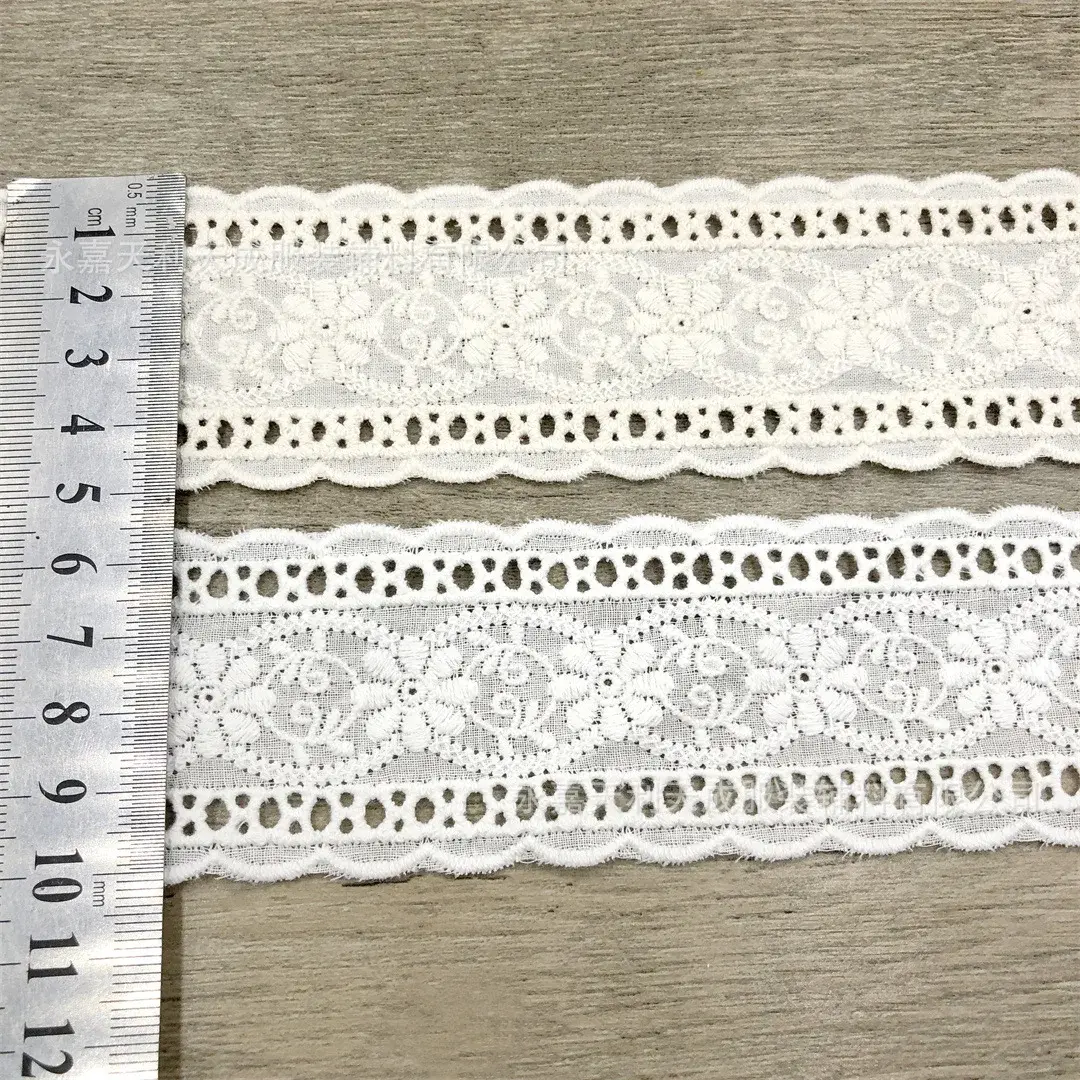 4.2cm 15Yards Beige Apricot Cotton Lace Handmade Embroidery Lace DIY Clothing Accessories