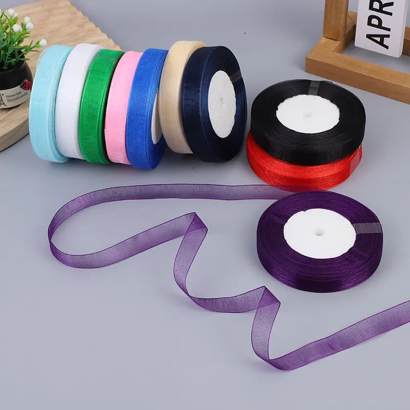 White Organza Ribbon 45meters/Roll Christmas Birthday Party Gift Box Packaging Wedding Decoration Tapes DIY Chiffon Ribbons