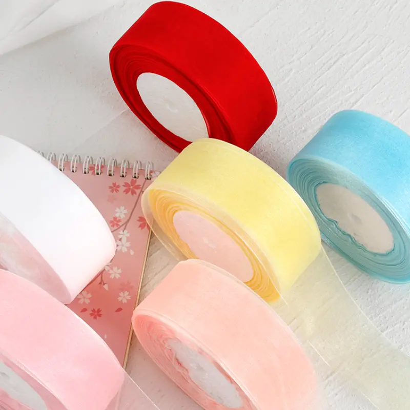 1Roll Width 4cm Organza Ribbon 45 Meters Christmas New Year Party Wedding Birthday Handmade DIY Packaging Ribbons