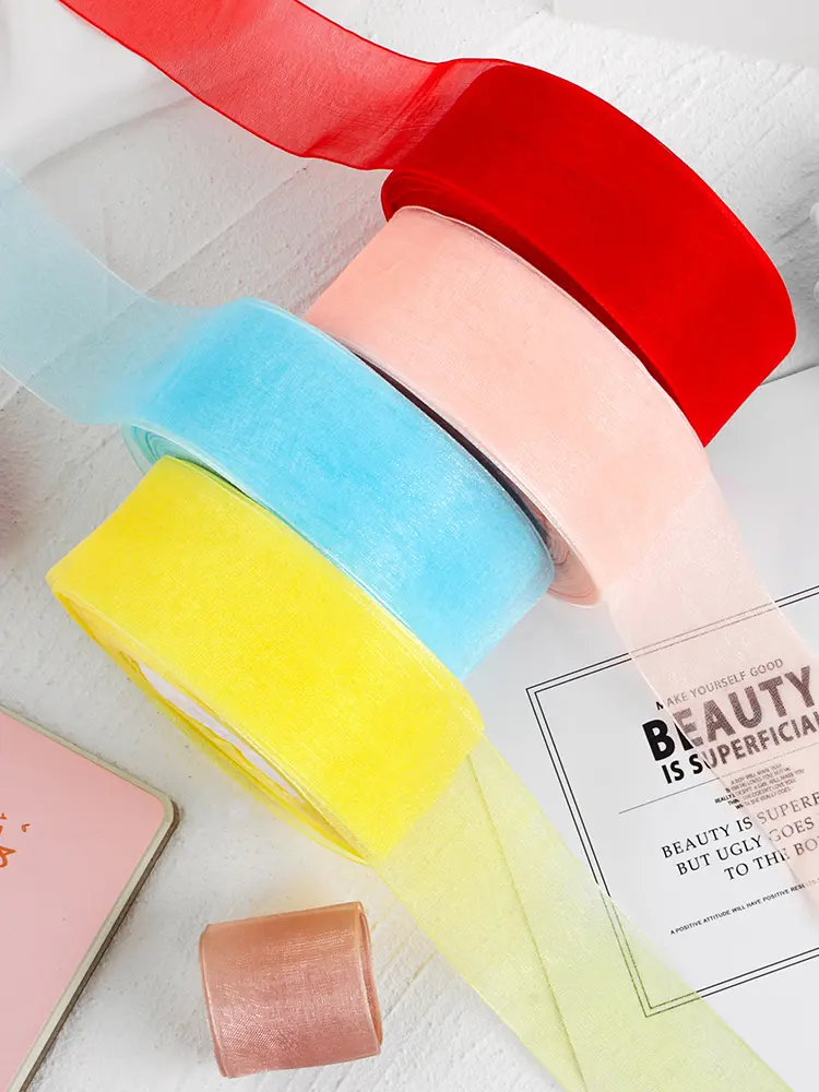 1Roll Width 4cm Organza Ribbon 45 Meters Christmas New Year Party Wedding Birthday Handmade DIY Packaging Ribbons