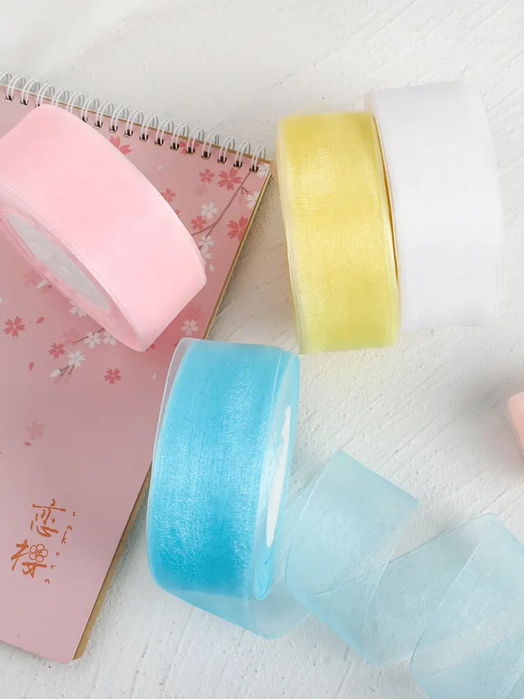 1Roll Width 4cm Organza Ribbon 45 Meters Christmas New Year Party Wedding Birthday Handmade DIY Packaging Ribbons