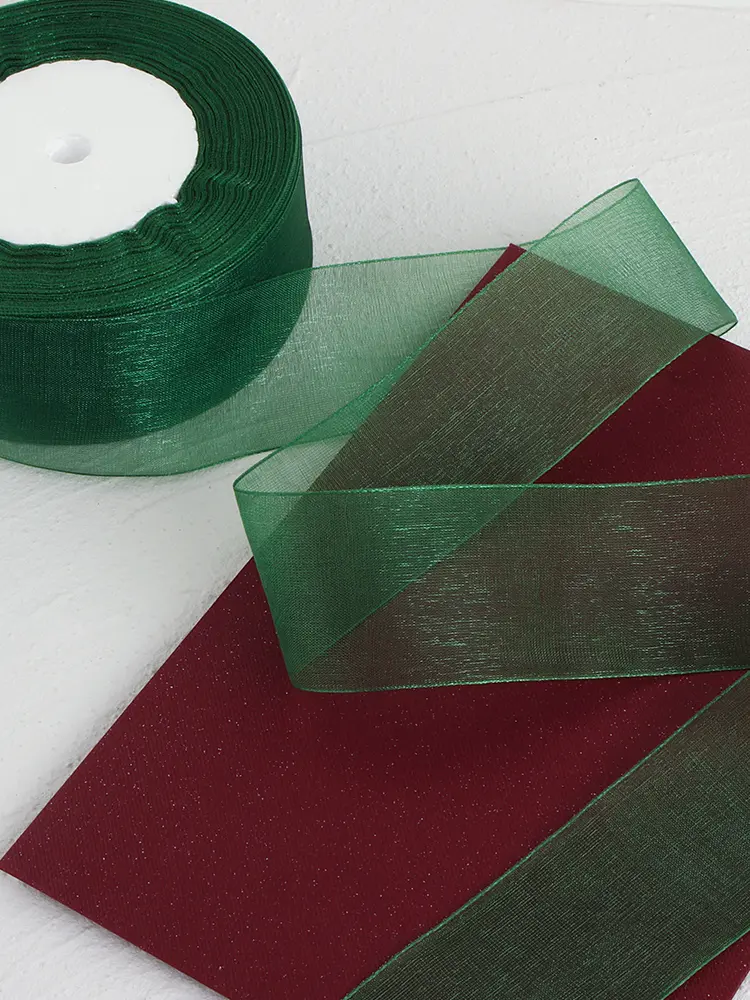 1Roll Width 4cm Organza Ribbon 45 Meters Christmas New Year Party Wedding Birthday Handmade DIY Packaging Ribbons