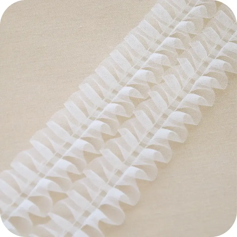 Mesh Pleated Lace Ribbons Length=10Meters Width=5cm DIY Apparel Sewing Fabric Handmade Crafts Supplies Lace Trimming Material