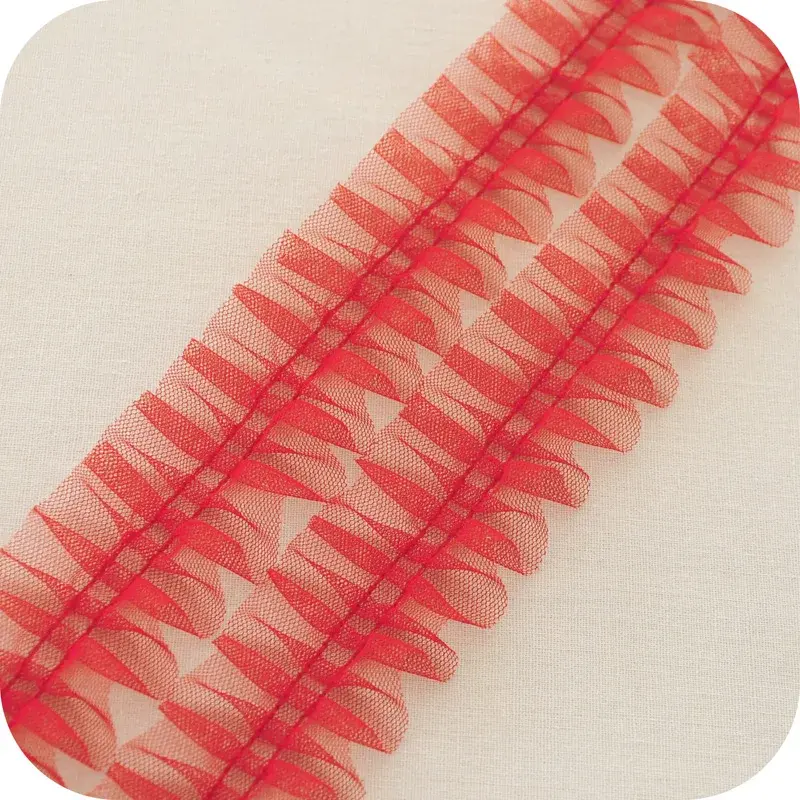 Mesh Pleated Lace Ribbons Length=10Meters Width=5cm DIY Apparel Sewing Fabric Handmade Crafts Supplies Lace Trimming Material