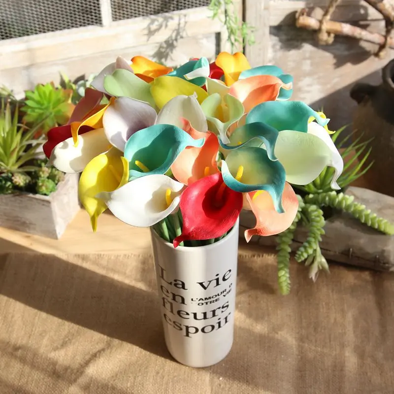 10piece Real Touch Calla Lily Artificial Flowers Wedding Decoration Party Supplies Fake Flowers Christmas Decoration