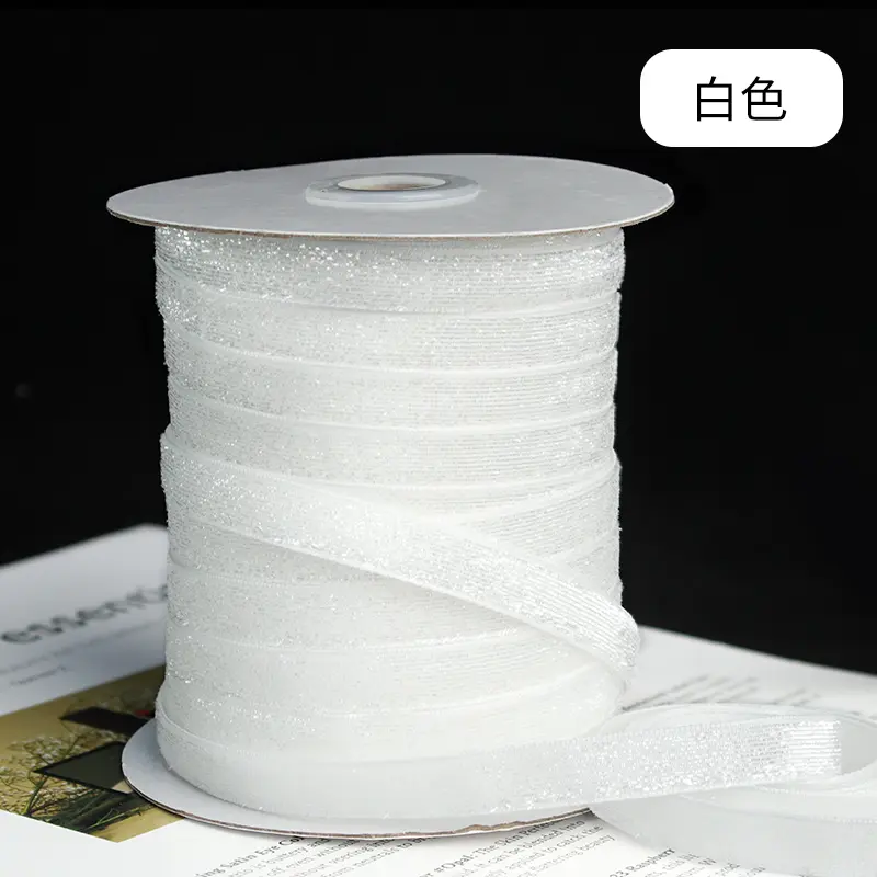 10mm 50Yards Glitter Velvet Ribbon Single Face Ribbon for Christmas DIY Craft Gift Wrapping Bow Wedding Decoration