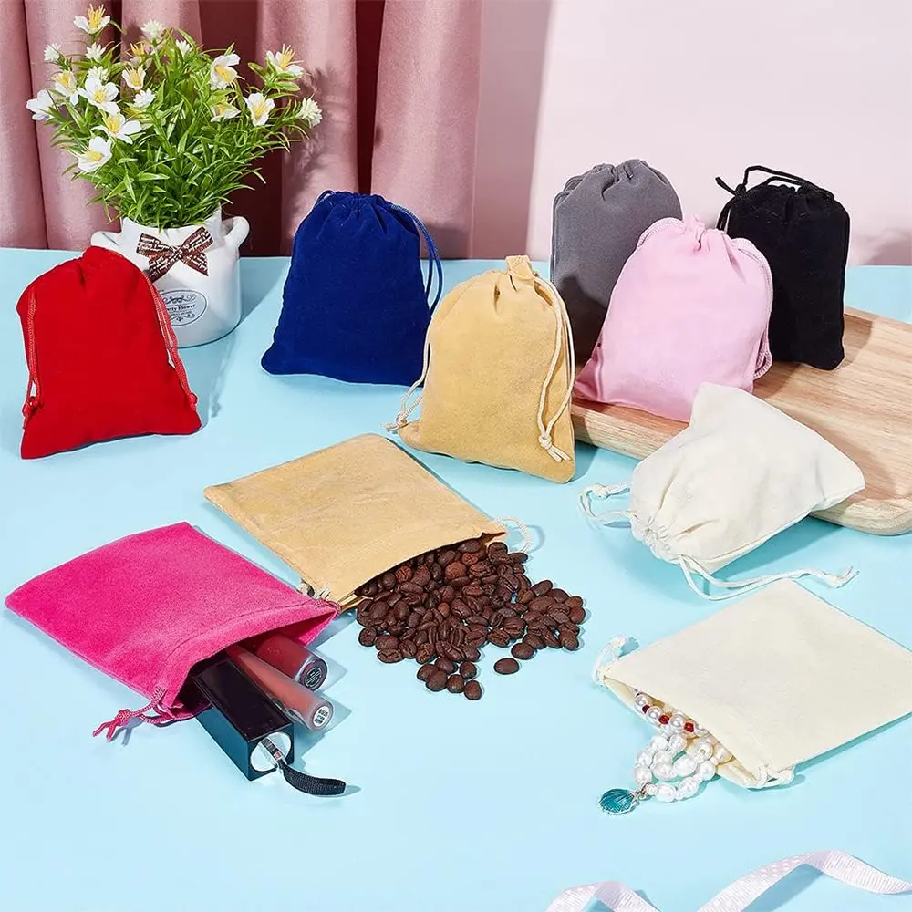 50piece Velvet Drawstring Bag 5x7/7x9/9x12/10x15/13x18/15x20cm Wedding Home Party Candy Christmas Gift Packing Bags