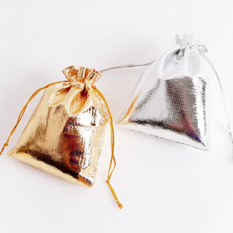 50pcs Gold Silver Drawstring Bag Wedding Party Favour Candy Bags Jewelry Packaging Bag Boxes for Gifts