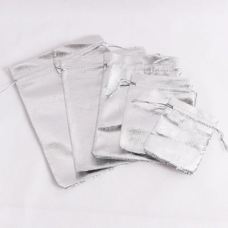 50pcs Gold Silver Drawstring Bag Wedding Party Favour Candy Bags Jewelry Packaging Bag Boxes for Gifts
