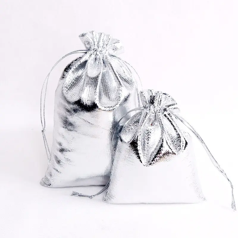 50pcs Gold Silver Drawstring Bag Wedding Party Favour Candy Bags Jewelry Packaging Bag Boxes for Gifts