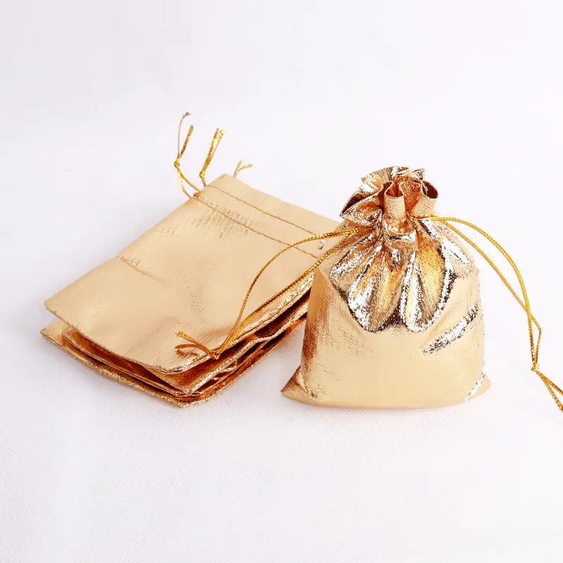 50pcs Gold Silver Drawstring Bag Wedding Party Favour Candy Bags Jewelry Packaging Bag Boxes for Gifts