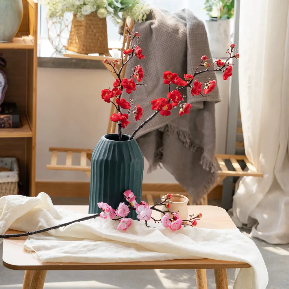 6pcs 60cm Cheap Silk Fake Flowers Plum Blossom Floral Wedding Bouquet Party Artificial Fake Flowers Home Decoration Accessories