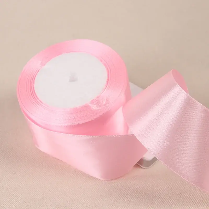 White Pink Beige Pink Blue 5cm Satin Ribbons 22 Meters/Roll Wedding Party Decoration Birthday Cake Gift Box Wrapping Ribbons