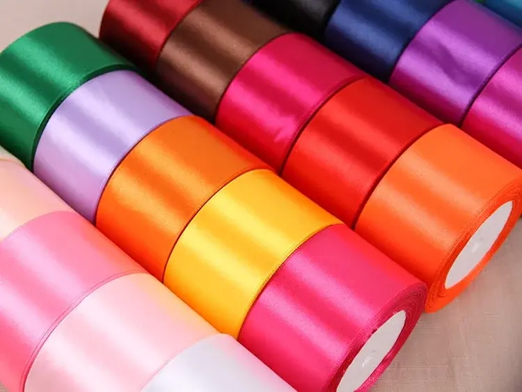 White Pink Beige Pink Blue 5cm Satin Ribbons 22 Meters/Roll Wedding Party Decoration Birthday Cake Gift Box Wrapping Ribbons
