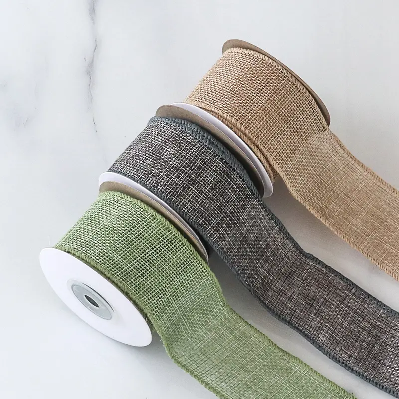 5 Yards/Roll 4cm Colorful Natural Jute Ribbon Wrapping Material DIY Fabric Burlap Ribbon For Christmas Crafts Wedding Decor