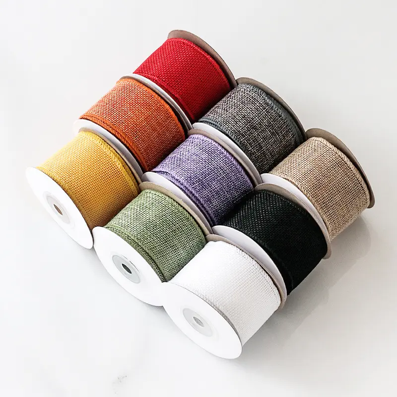 5 Yards/Roll 4cm Colorful Natural Jute Ribbon Wrapping Material DIY Fabric Burlap Ribbon For Christmas Crafts Wedding Decor