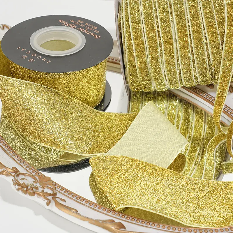 0.6cm/1cm/1.5cm/2cm/2.5cm/4cm/5cm 5Yards/Roll Gold Velvet Ribbon Wedding Decoration Christmas Handmade Gift Wrapping Supplies
