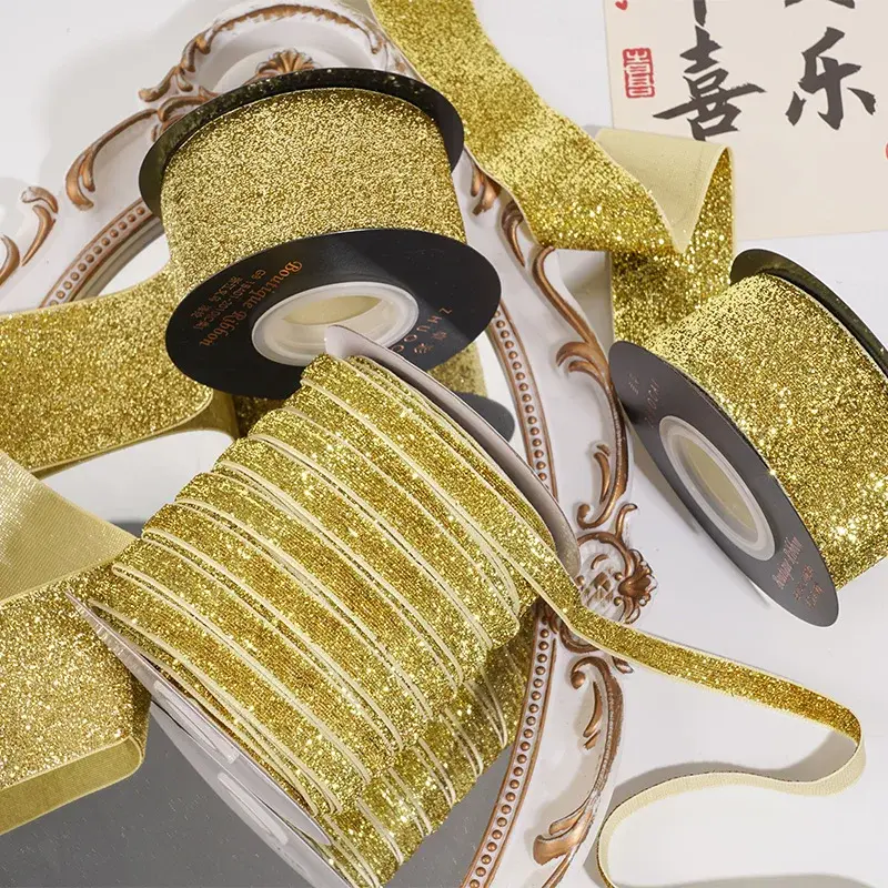 0.6cm/1cm/1.5cm/2cm/2.5cm/4cm/5cm 5Yards/Roll Gold Velvet Ribbon Wedding Decoration Christmas Handmade Gift Wrapping Supplies