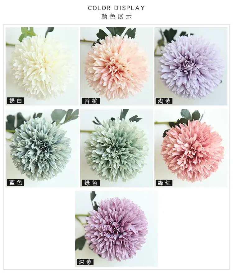 10pcs 56cm Dandelion Artificial Flower Branch Home Garden Decoration Flower Arranging Accessories Wedding Wall Arch Fake Flowers