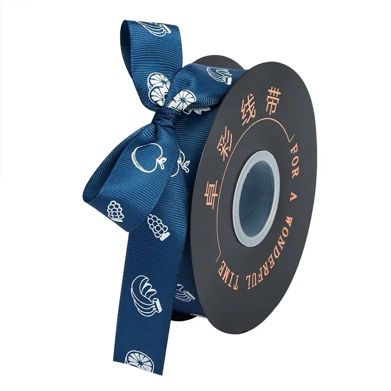 2.5cm 50Yards Fruit Printed Ribbon Gift Wrap Ribbons Cake Box Crafts Packing Halloween Party Christmas Decoration