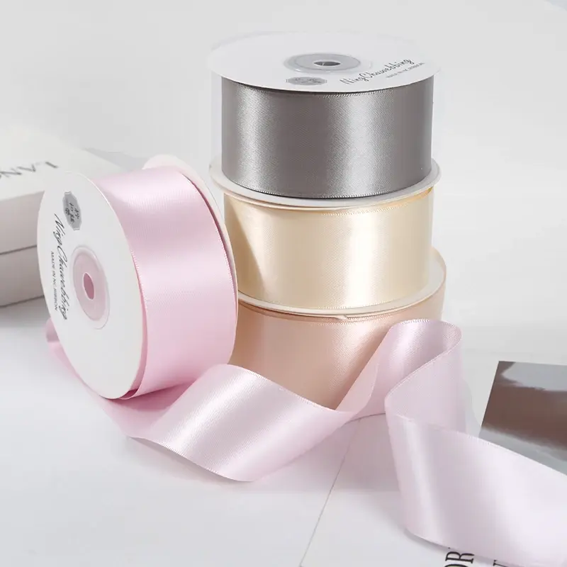 20yards/roll Double Face Polyester Ribbon 40mm Solid Color Ribbons for Handmade Craft Gifts Wedding Decoration Webbing