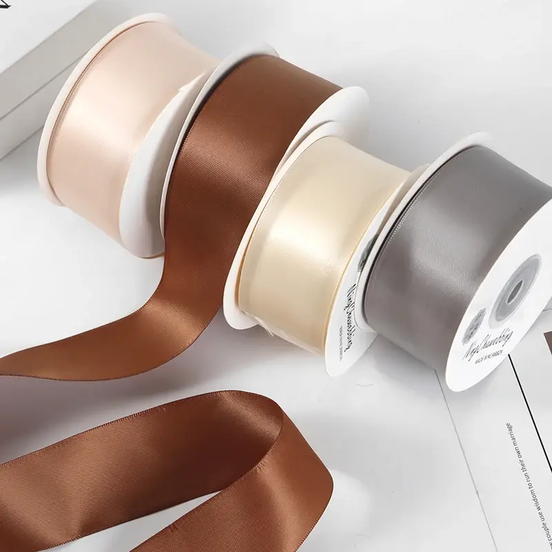 20yards/roll Double Face Polyester Ribbon 40mm Solid Color Ribbons for Handmade Craft Gifts Wedding Decoration Webbing
