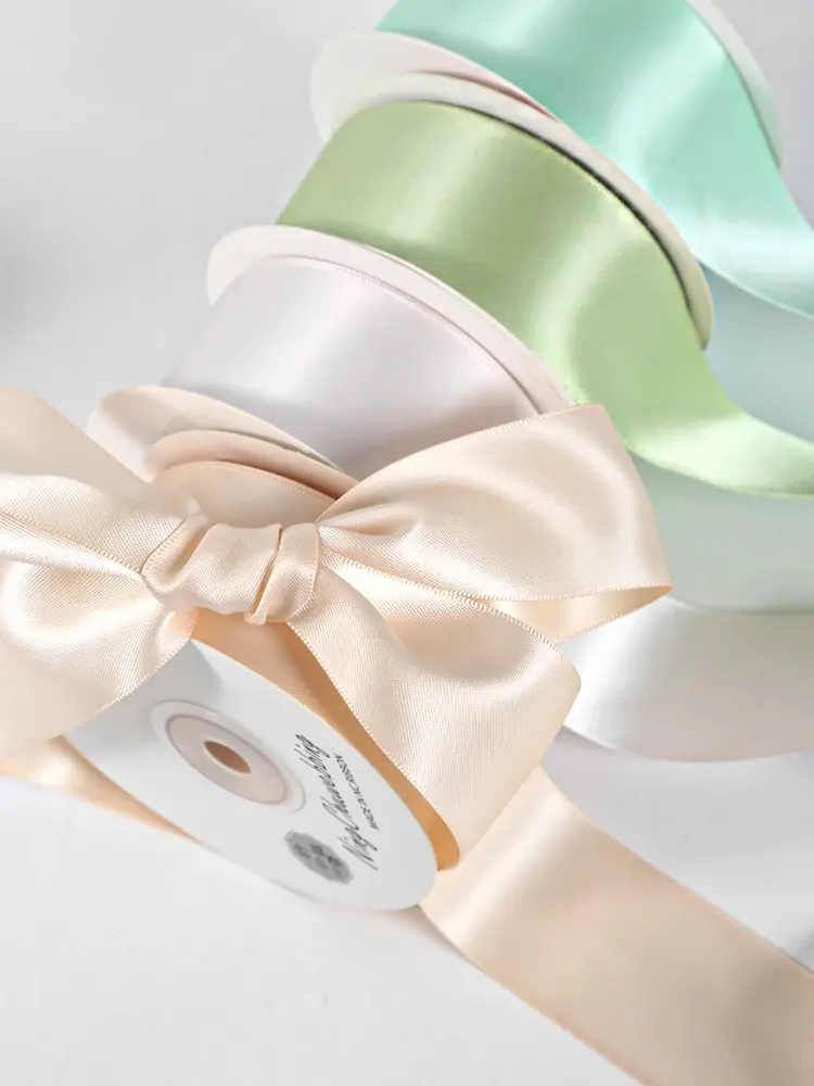 20yards/roll Double Face Polyester Ribbon 40mm Solid Color Ribbons for Handmade Craft Gifts Wedding Decoration Webbing