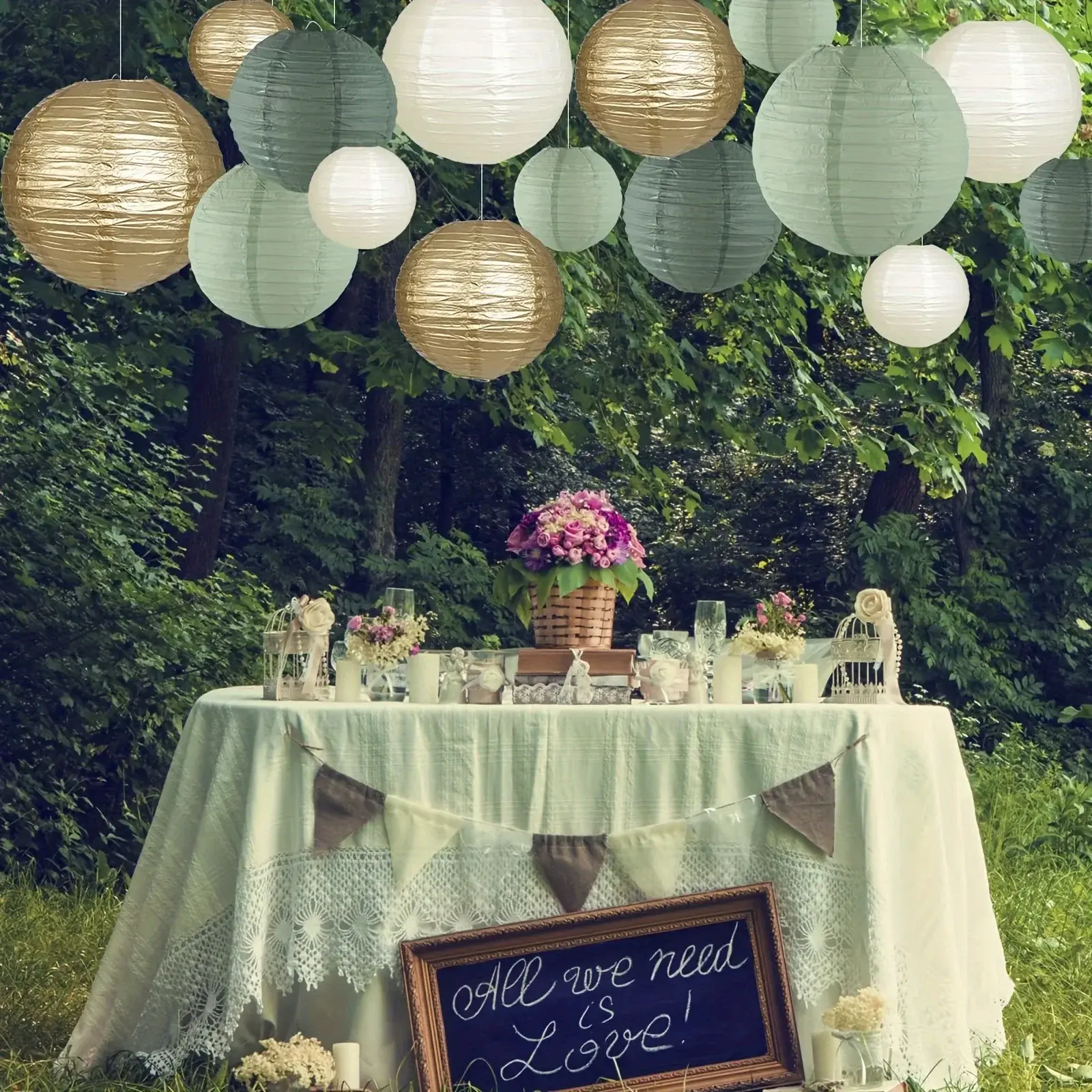 15piece Round Paper Lantern Set for Wedding Party Hanging Lanterns Birthday Decor Babyshower DIY Supplies