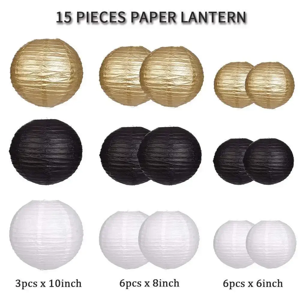 15piece Round Paper Lantern Set for Wedding Party Hanging Lanterns Birthday Decor Babyshower DIY Supplies