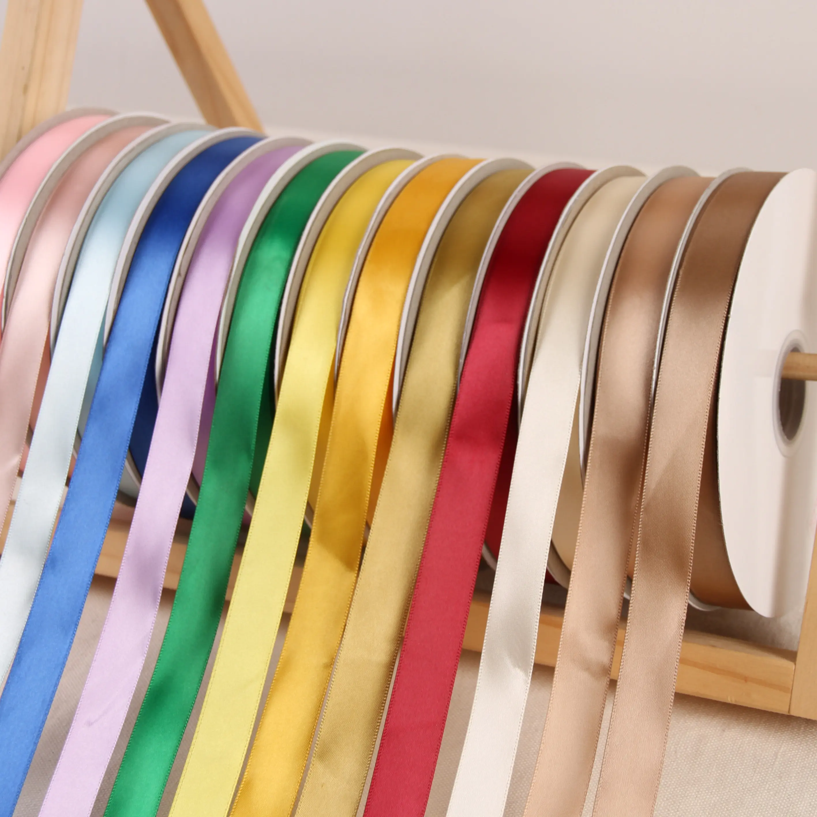 20mm 91Meters Polyester Satin Ribbon White Pink Beige Green Candy Color Flower Packaging Cake Box Handmade DIY Kawaii Ribbon